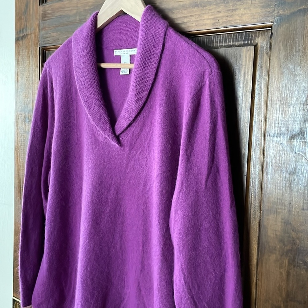 Sarah Spencer Magenta Angora Shawl Collar Sweater Women’s Size 2X - Picture 8 of 8